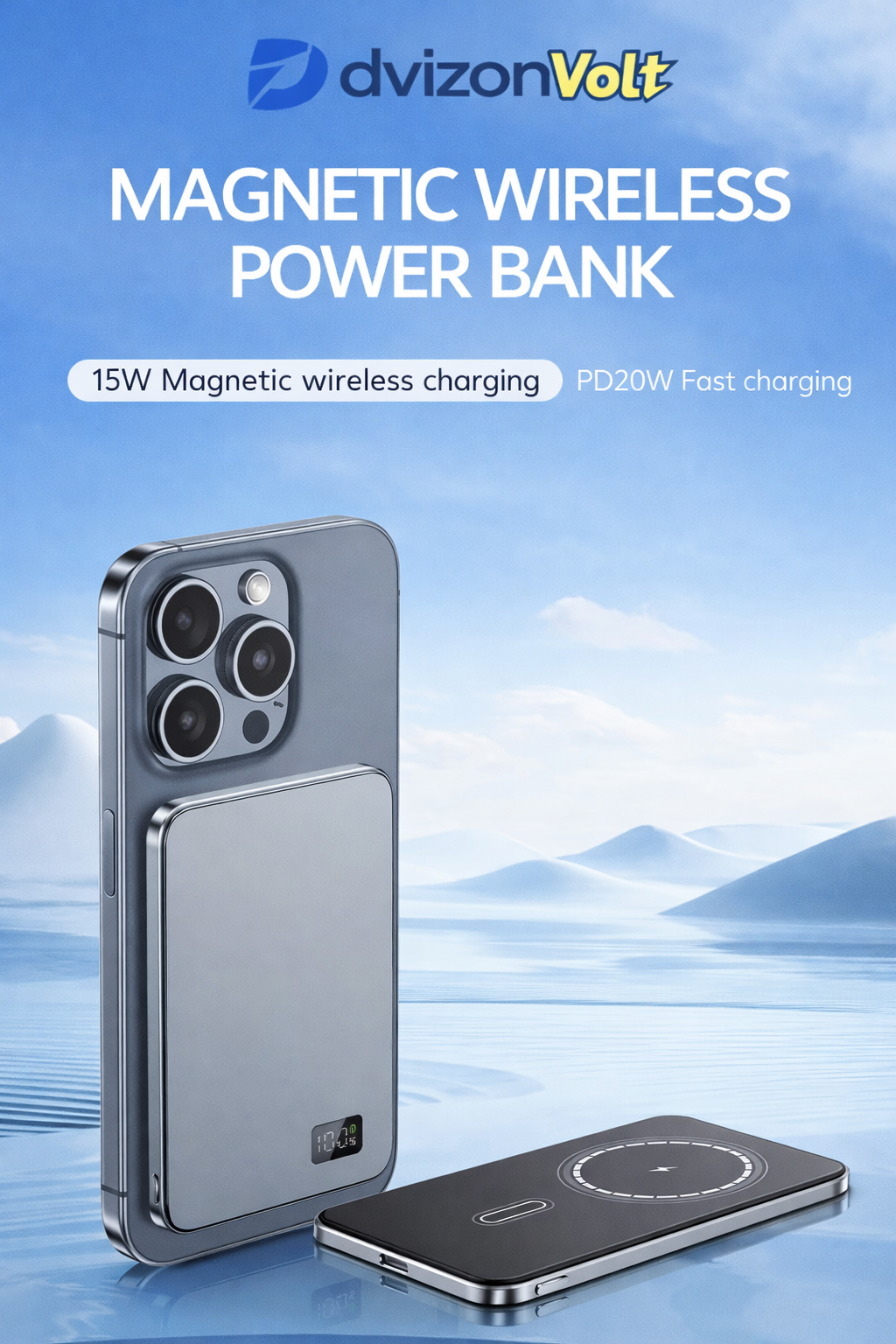 Dvizon Volt™ Magnetic Fast Charging Power Bank – Snap & Charge Anywhere