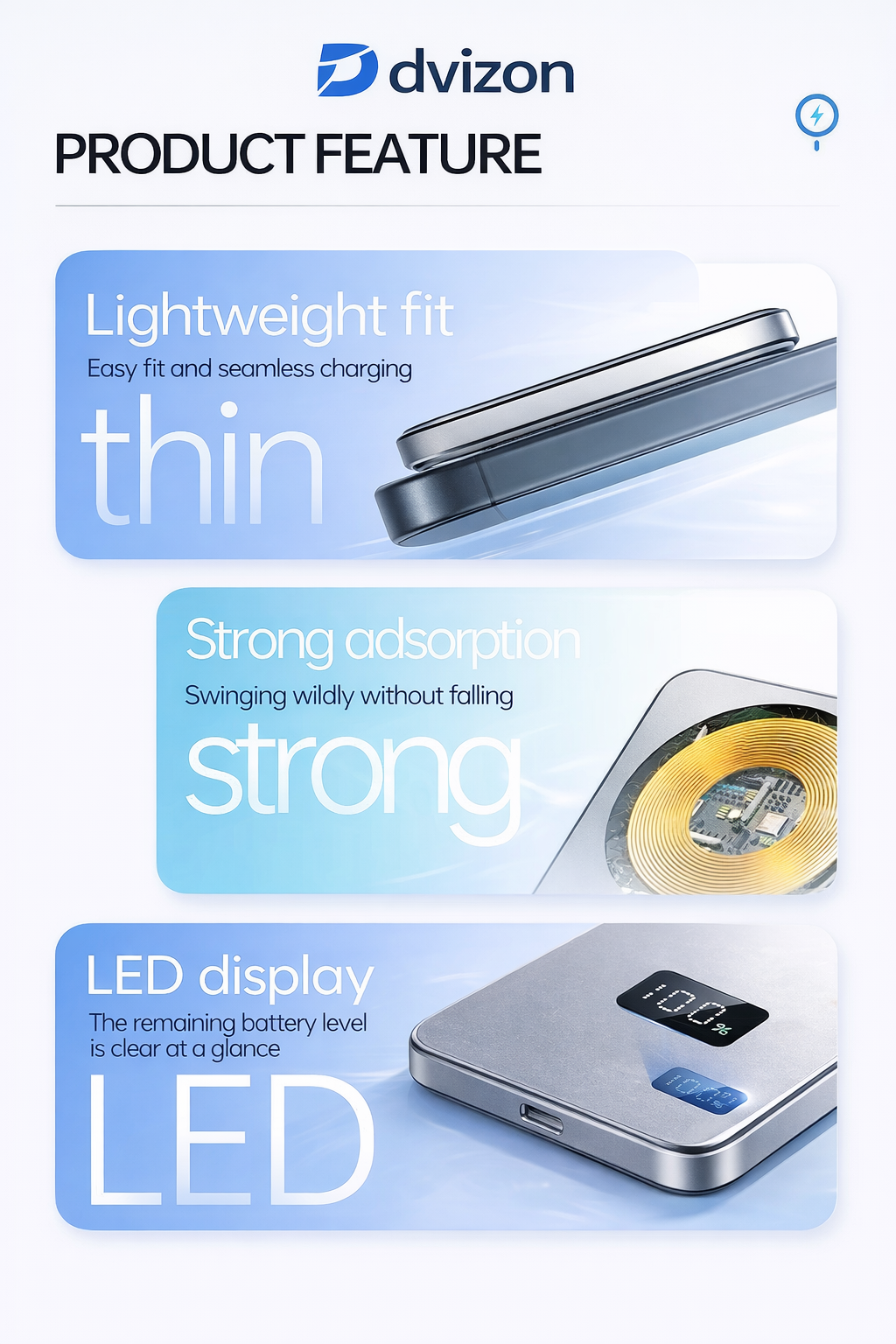 Dvizon Volt™ Magnetic Fast Charging Power Bank – Snap & Charge Anywhere